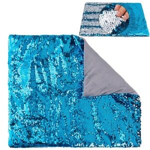 NWOT Hugsmiling Weighted Lap Pad 7lb Blue Silver Sequin Sensory Blanket